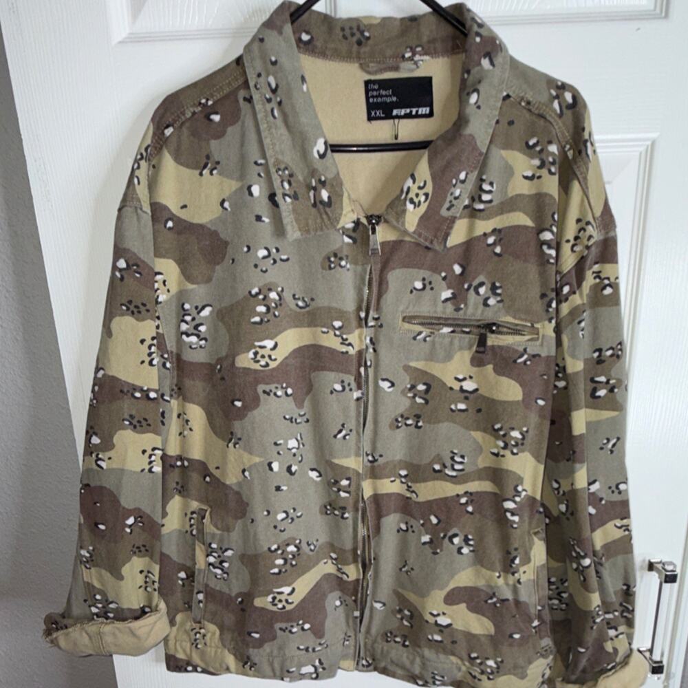 EPTM Camouflage Military Jacket Full Zip Zipper Accent Men's Regular XXL Short